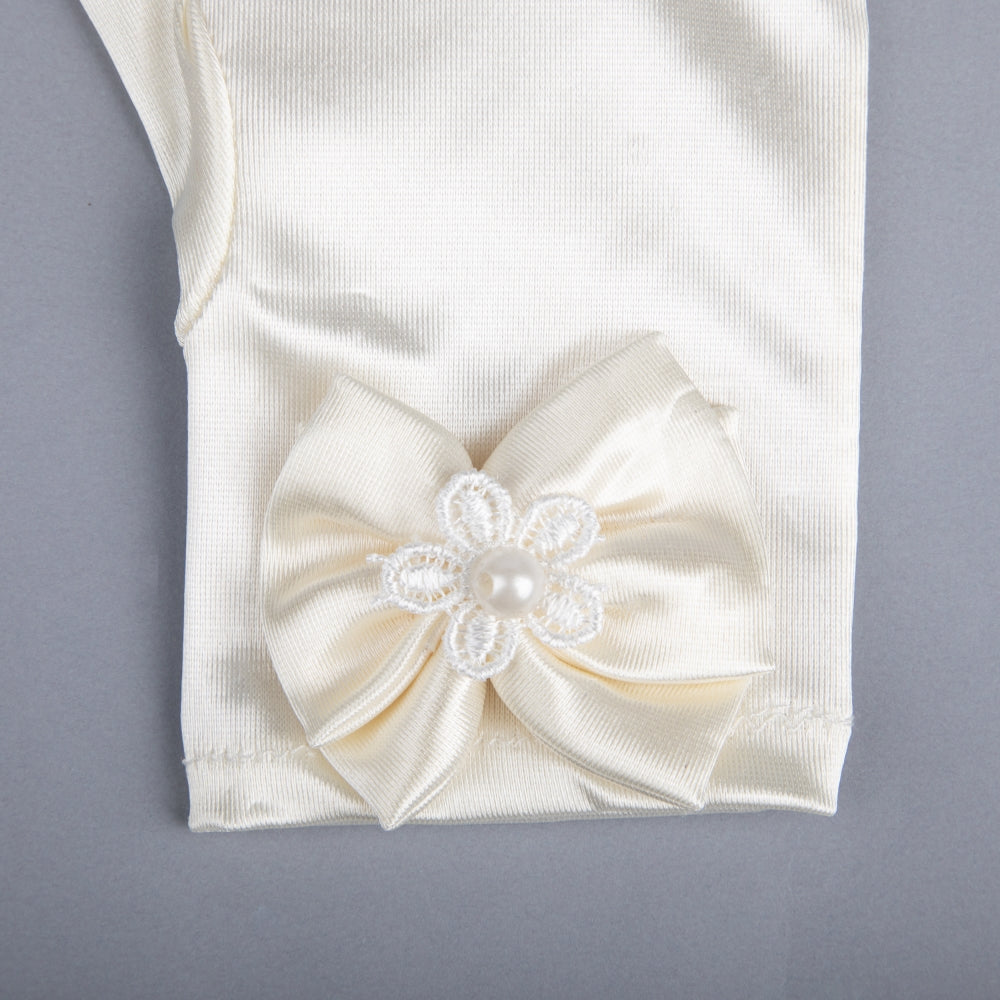 TIPY TIPY TAP FULLFINGER SATIN BOW GLOVES - IVORY