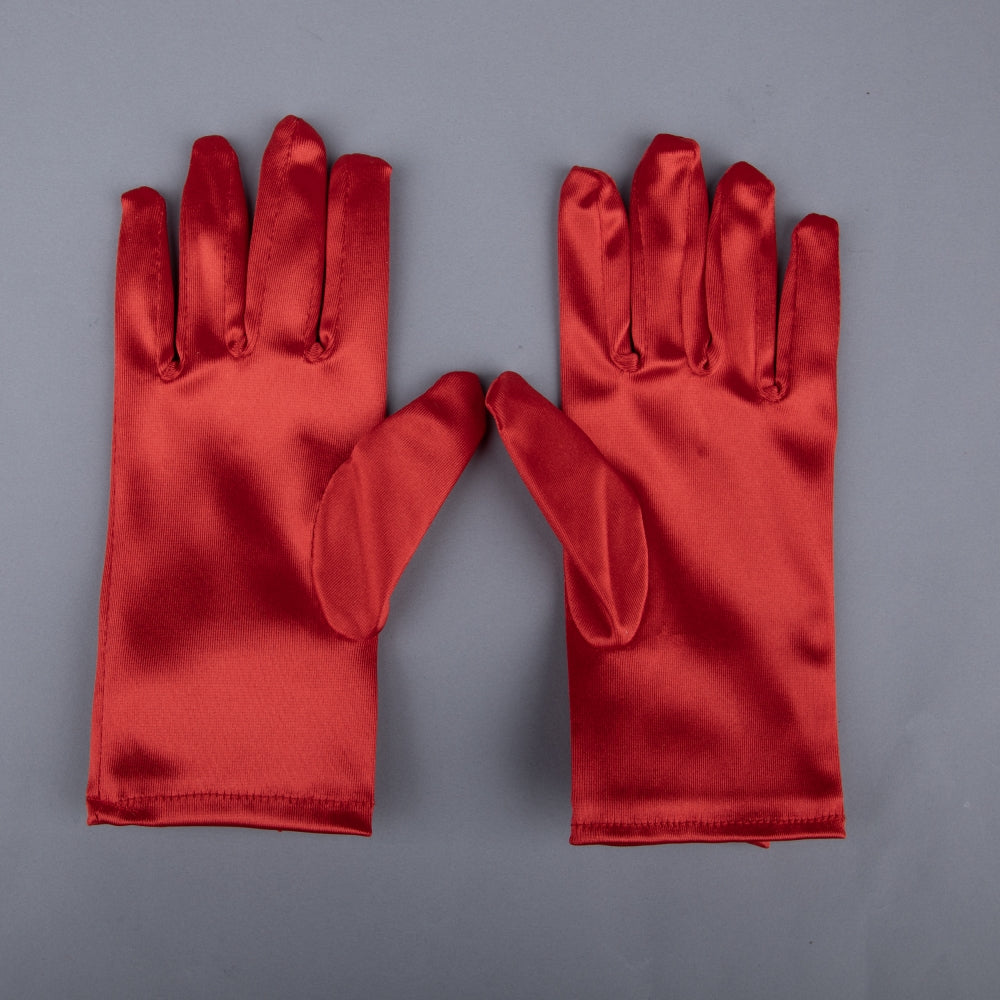 TIPY TIPY TAP FULLFINGER SATIN BOW GLOVES - RED
