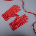 TIPY TIPY TAP FULLFINGER SATIN BOW GLOVES - RED