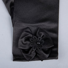 TIPY TIPY TAP FULLFINGER SATIN BOW GLOVES - BLACK