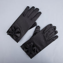 TIPY TIPY TAP FULLFINGER SATIN BOW GLOVES - BLACK