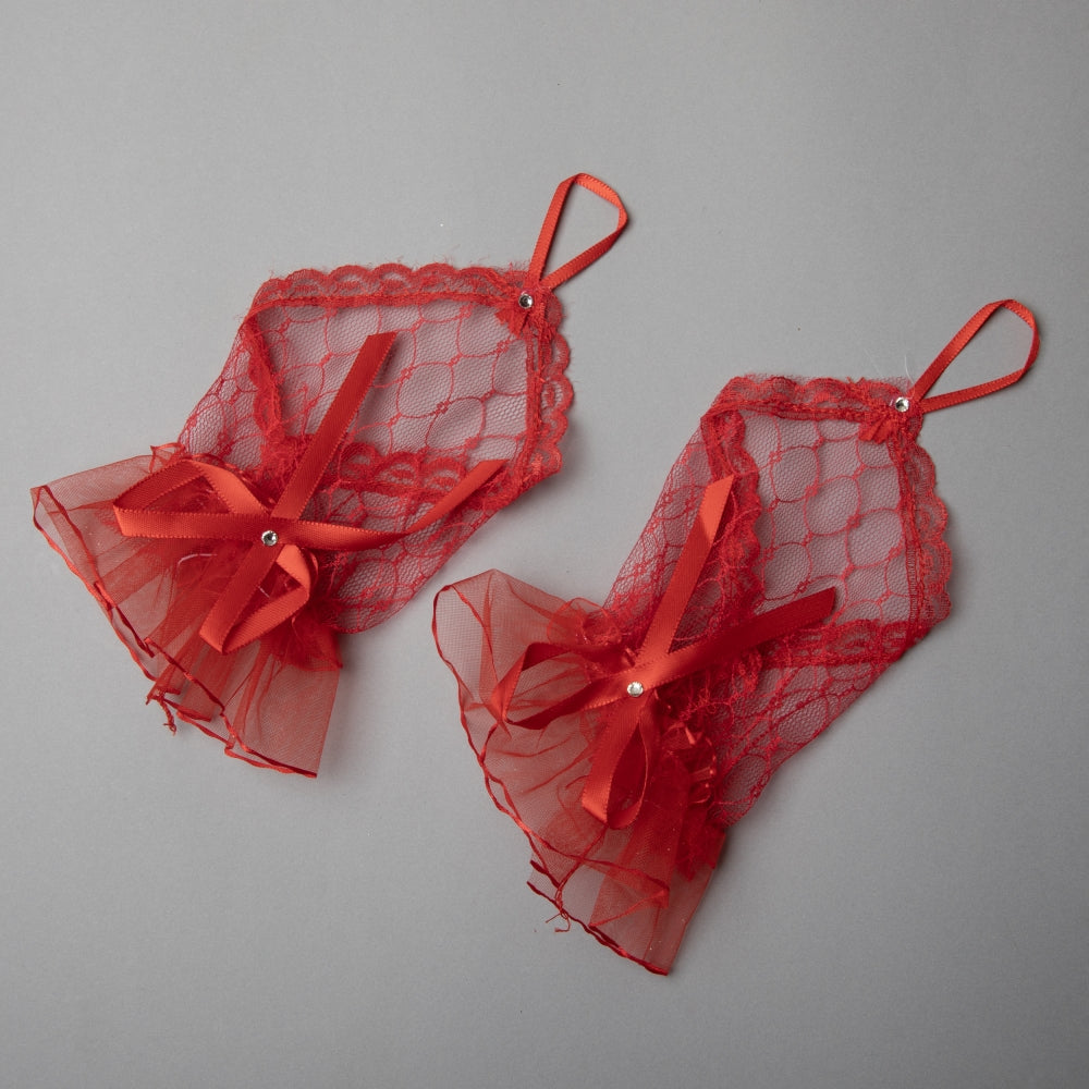 TIPY TIPY TAP FINGERLESS NETTED GLOVES - RED