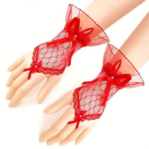 TIPY TIPY TAP FINGERLESS NETTED GLOVES - RED