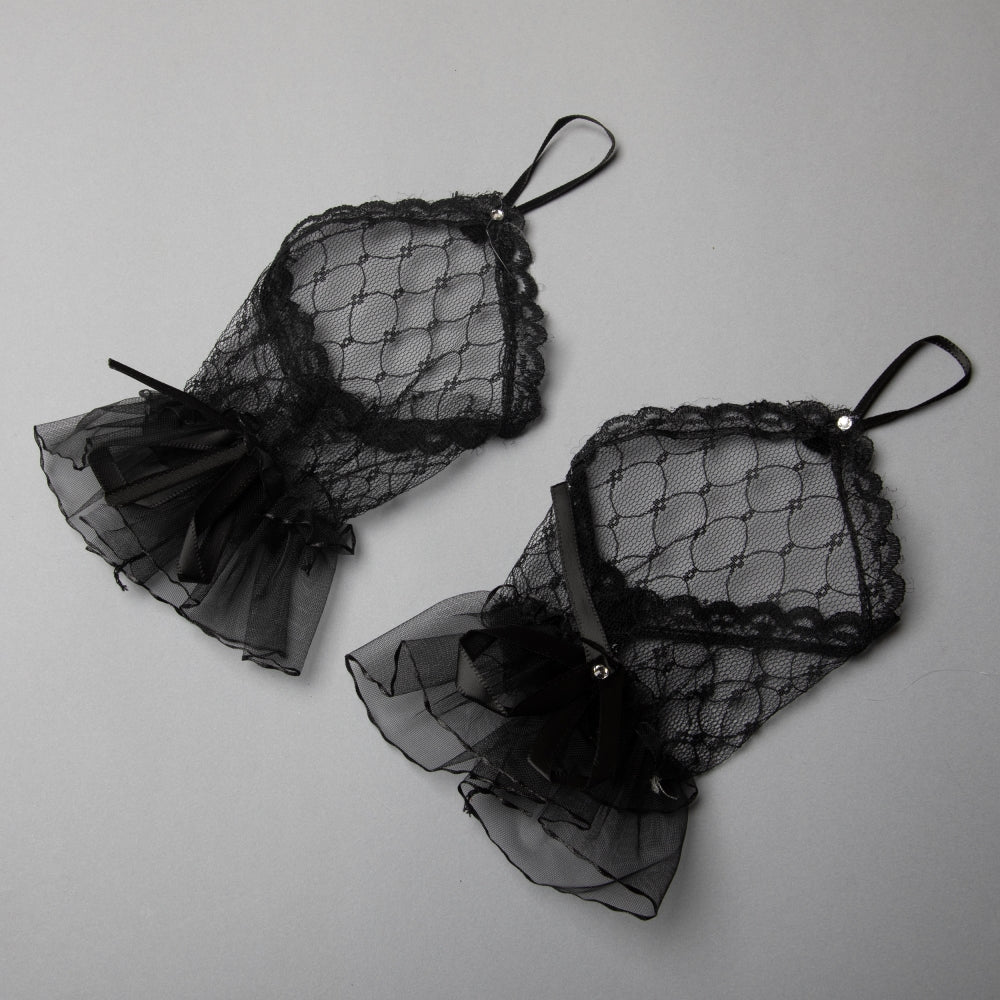 TIPY TIPY TAP FINGERLESS NETTED GLOVES - BLACK
