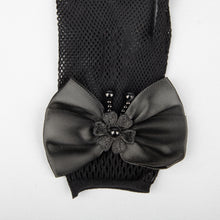 TIPY TIPY TAP FULLFINGER NETTED BOW GLOVES - BLACK