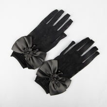 TIPY TIPY TAP FULLFINGER NETTED BOW GLOVES - BLACK