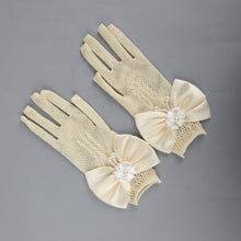TIPY TIPY TAP FULLFINGER NETTED BOW GLOVES - IVORY