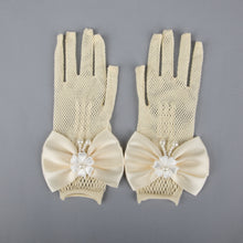 TIPY TIPY TAP FULLFINGER NETTED BOW GLOVES - IVORY