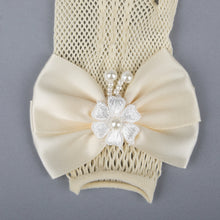TIPY TIPY TAP FULLFINGER NETTED BOW GLOVES - IVORY