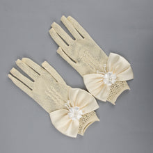 TIPY TIPY TAP FULLFINGER NETTED BOW GLOVES - IVORY
