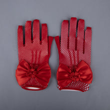 TIPY TIPY TAP FULLFINGER NETTED BOW GLOVES - RED