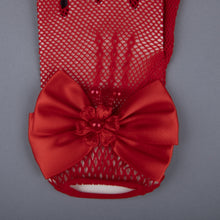TIPY TIPY TAP FULLFINGER NETTED BOW GLOVES - RED