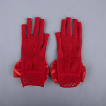 TIPY TIPY TAP FULLFINGER NETTED BOW GLOVES - RED