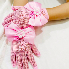 TIPY TIPY TAP FULLFINGER NETTED BOW GLOVES - PINK