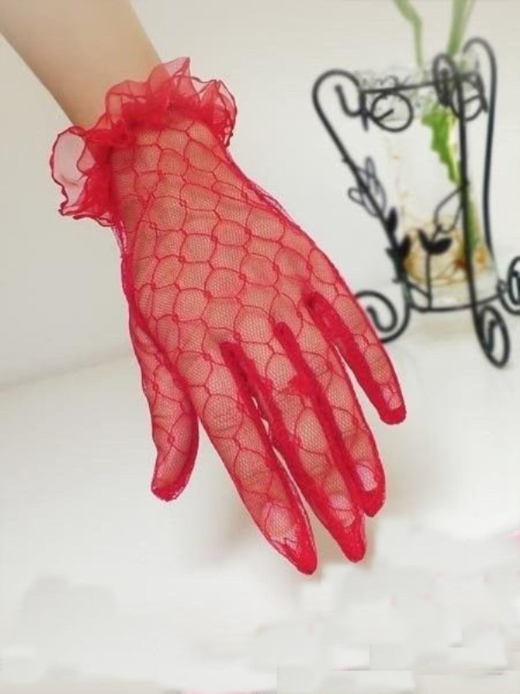 TIPY TIPY TAP FULLFINGER NETTED GLOVES - RED