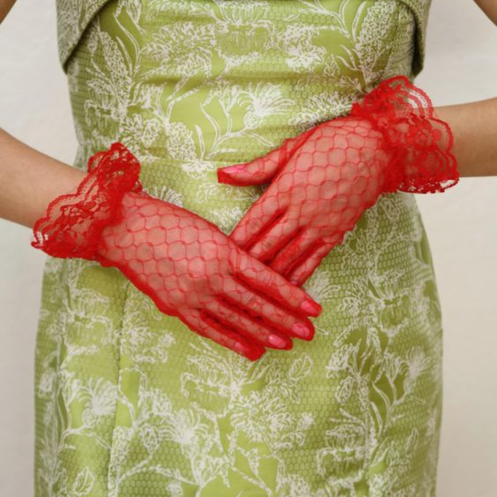 TIPY TIPY TAP FULLFINGER NETTED GLOVES - RED