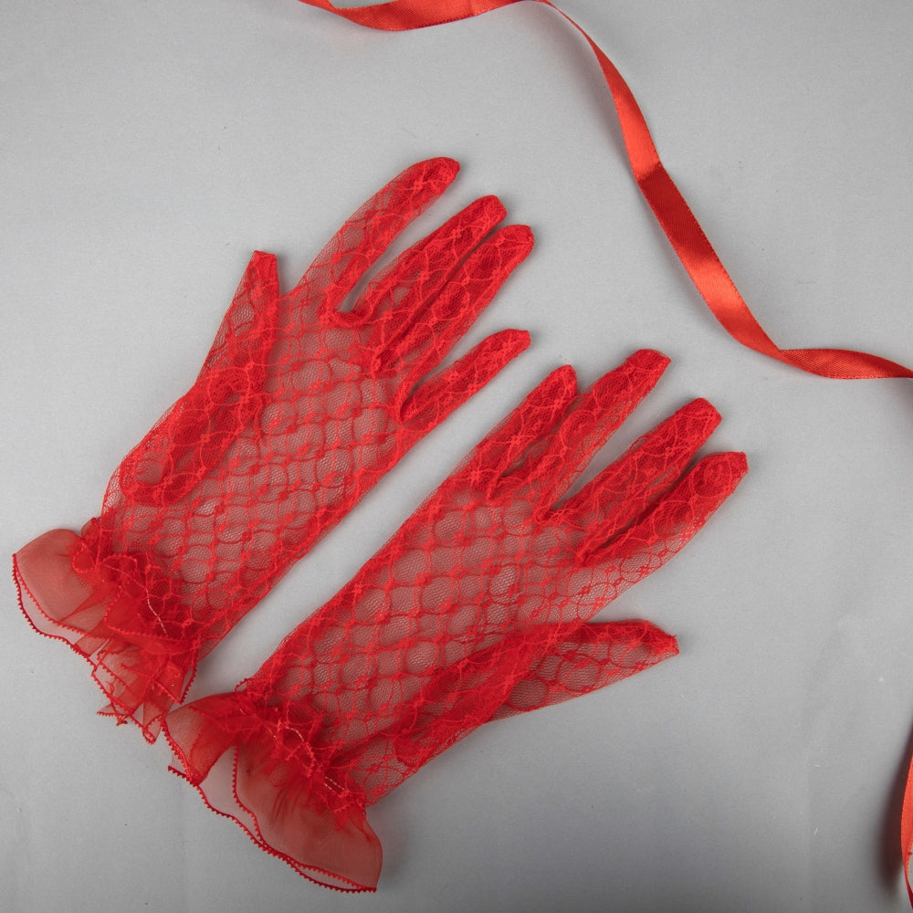 TIPY TIPY TAP FULLFINGER NETTED GLOVES - RED