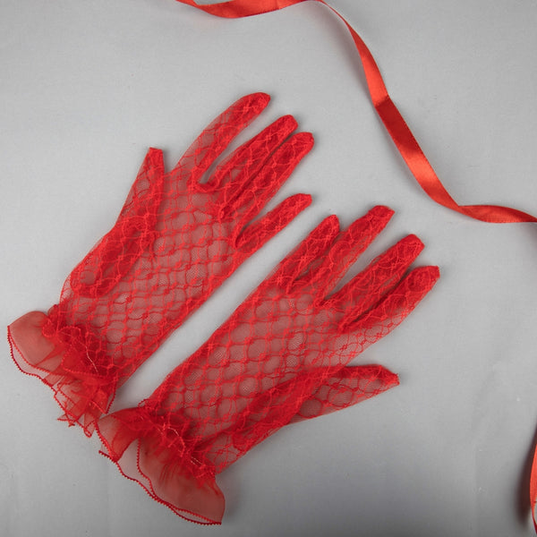 TIPY TIPY TAP FULLFINGER NETTED GLOVES - RED