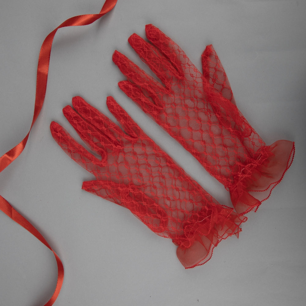 TIPY TIPY TAP FULLFINGER NETTED GLOVES - RED