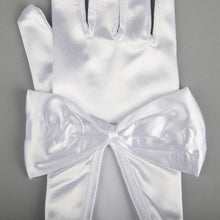 TIPY TIPY TAP FULLFINGER SATIN HUGE BOW GLOVES - WHITE