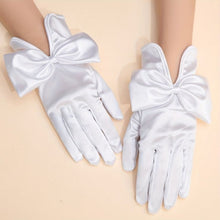 TIPY TIPY TAP FULLFINGER SATIN HUGE BOW GLOVES - WHITE