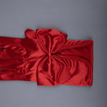TIPY TIPY TAP FULLFINGER SATIN HUGE BOW GLOVES - RED