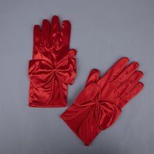 TIPY TIPY TAP FULLFINGER SATIN HUGE BOW GLOVES - RED