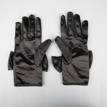 TIPY TIPY TAP FULLFINGER SATIN HUGE BOW GLOVES - BLACK