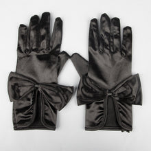 TIPY TIPY TAP FULLFINGER SATIN HUGE BOW GLOVES - BLACK