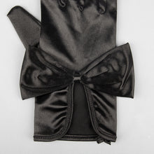 TIPY TIPY TAP FULLFINGER SATIN HUGE BOW GLOVES - BLACK