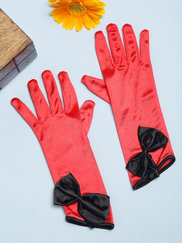 TIPY TIPY TAP FULL FINGER BOW GLOVES - RED