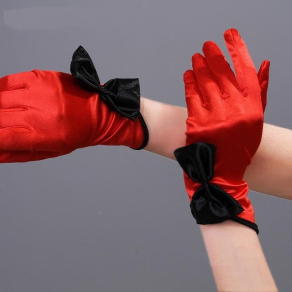 TIPY TIPY TAP FULL FINGER BOW GLOVES - RED