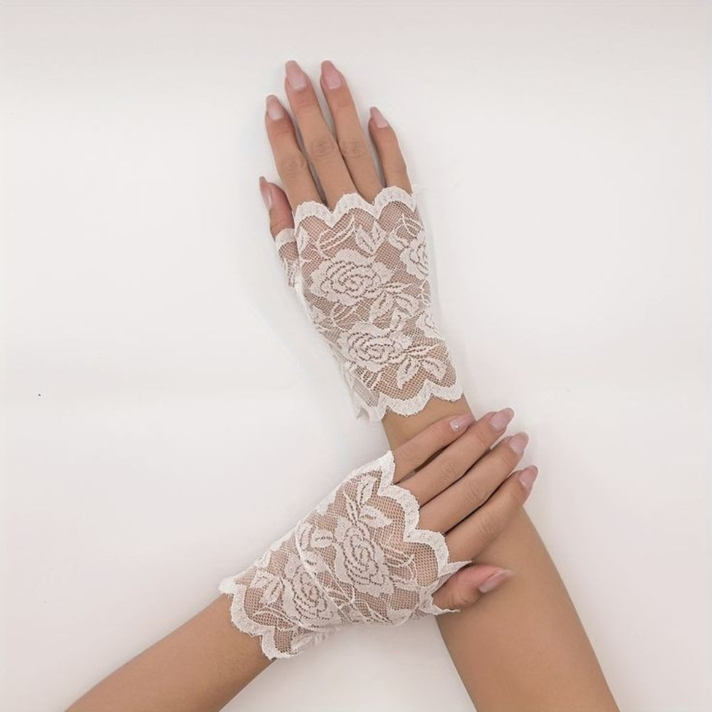 TIPY TIPY TAP FINGERLESS SELF NET GLOVES - WHITE