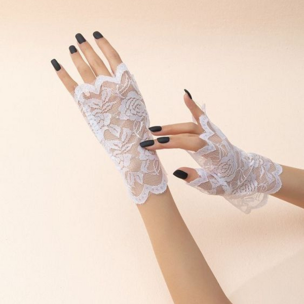 TIPY TIPY TAP FINGERLESS SELF NET GLOVES - WHITE