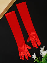 TIPY TIPY TAP FULLFINGER SATIN ELBOW LENGTH GLOVES - RED