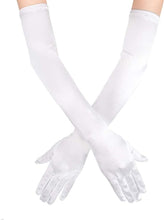 TIPY TIPY TAP FULLFINGER SATIN ELBOW LENGTH GLOVES - WHITE