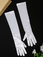 TIPY TIPY TAP FULLFINGER SATIN ELBOW LENGTH GLOVES - WHITE