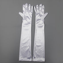 TIPY TIPY TAP FULLFINGER SATIN ELBOW LENGTH GLOVES - WHITE