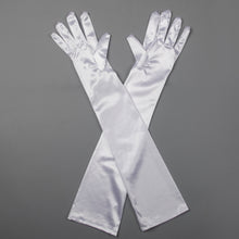 TIPY TIPY TAP FULLFINGER SATIN ELBOW LENGTH GLOVES - WHITE