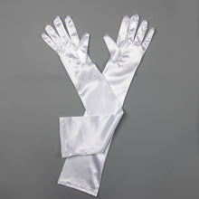 TIPY TIPY TAP FULLFINGER SATIN ELBOW LENGTH GLOVES - WHITE