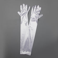 TIPY TIPY TAP FULLFINGER SATIN ELBOW LENGTH GLOVES - WHITE