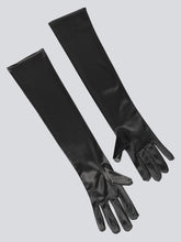 TIPY TIPY TAP FULLFINGER SATIN ELBOW LENGTH GLOVES - BLACK