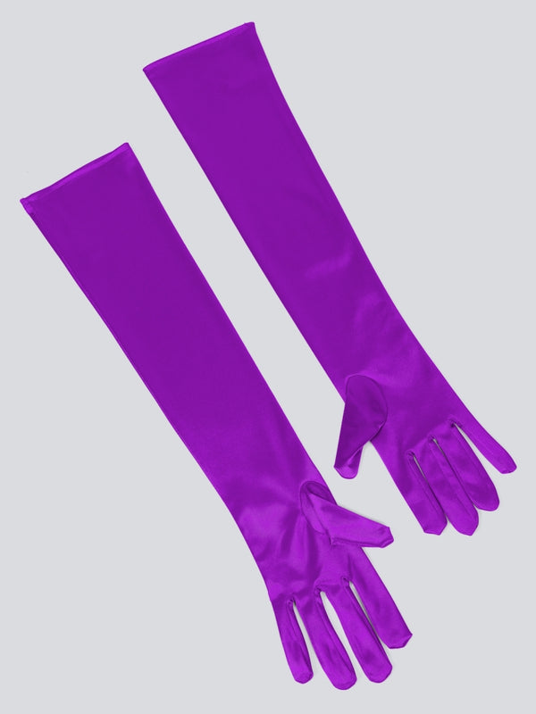 TIPY TIPY TAP FULLFINGER SATIN ELBOW LENGTH GLOVES - PURPLE