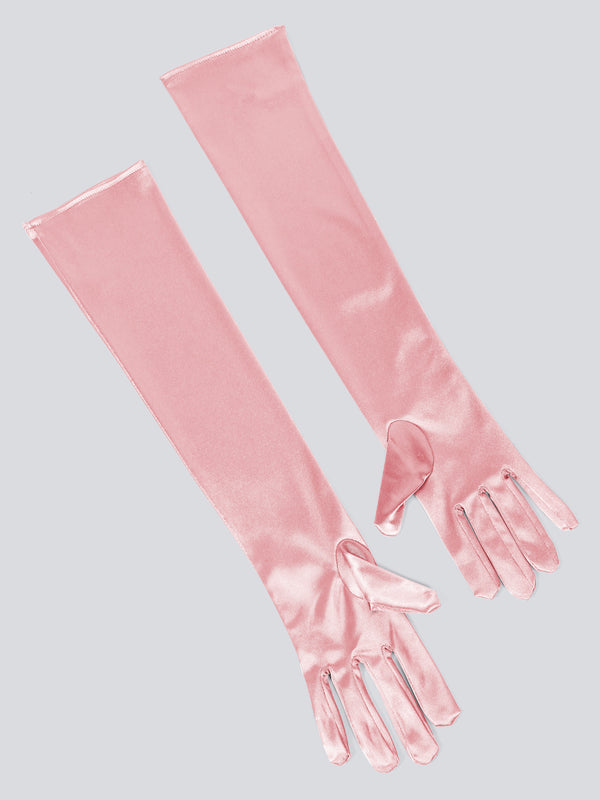 TIPY TIPY TAP FULLFINGER SATIN ELBOW LENGTH GLOVES - PINK