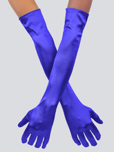 TIPY TIPY TAP FULLFINGER SATIN ELBOW LENGTH GLOVES - BLUE
