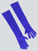 TIPY TIPY TAP FULLFINGER SATIN ELBOW LENGTH GLOVES - BLUE