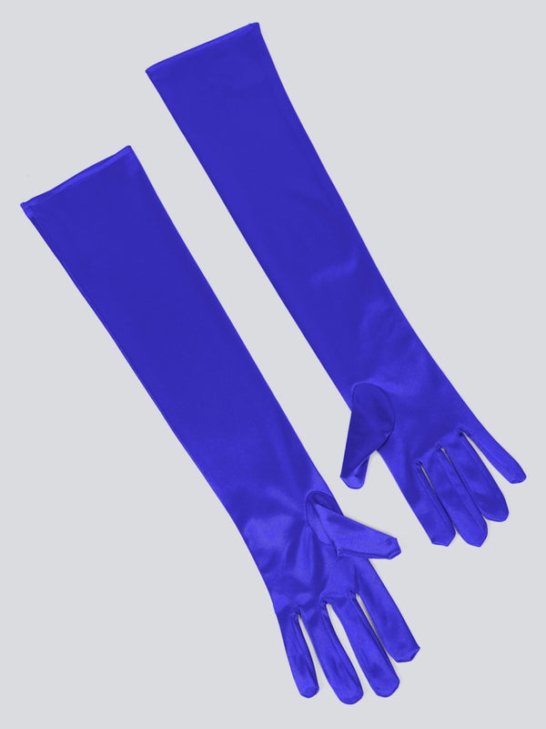 TIPY TIPY TAP FULLFINGER SATIN ELBOW LENGTH GLOVES - BLUE