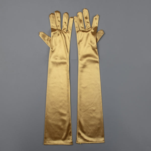 TIPY TIPY TAP FULLFINGER SATIN ELBOW LENGTH GLOVES - GOLDEN