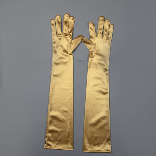 TIPY TIPY TAP FULLFINGER SATIN ELBOW LENGTH GLOVES - GOLDEN