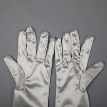 TIPY TIPY TAP FULLFINGER SATIN ELBOW LENGTH GLOVES - SILVER